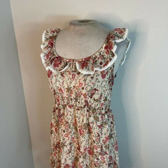 Rampage Floral Sheer Top Shirt Blouse Pink Cream XL Has a Flaw - Picture 2 of 6